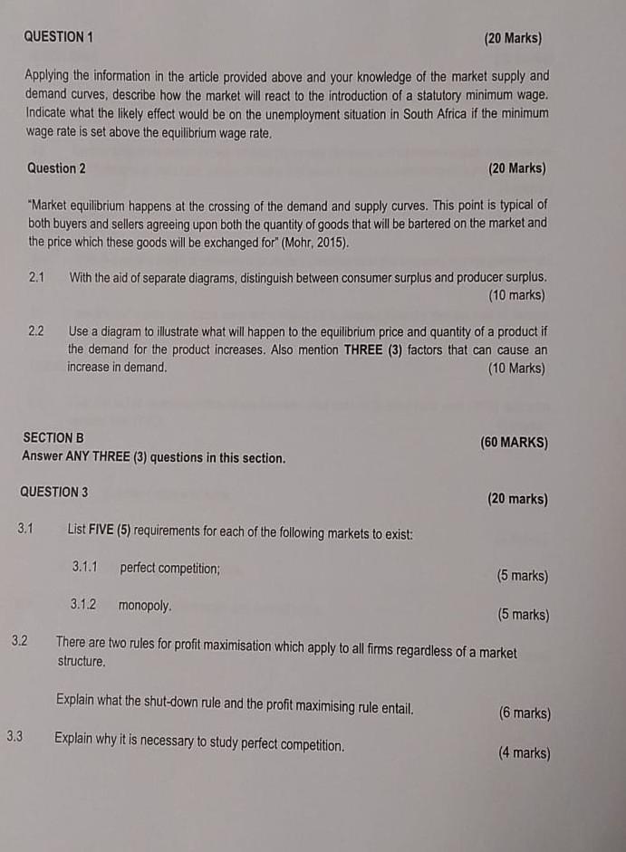 Solved QUESTION 1 (20 Marks) Applying the information in the | Chegg.com