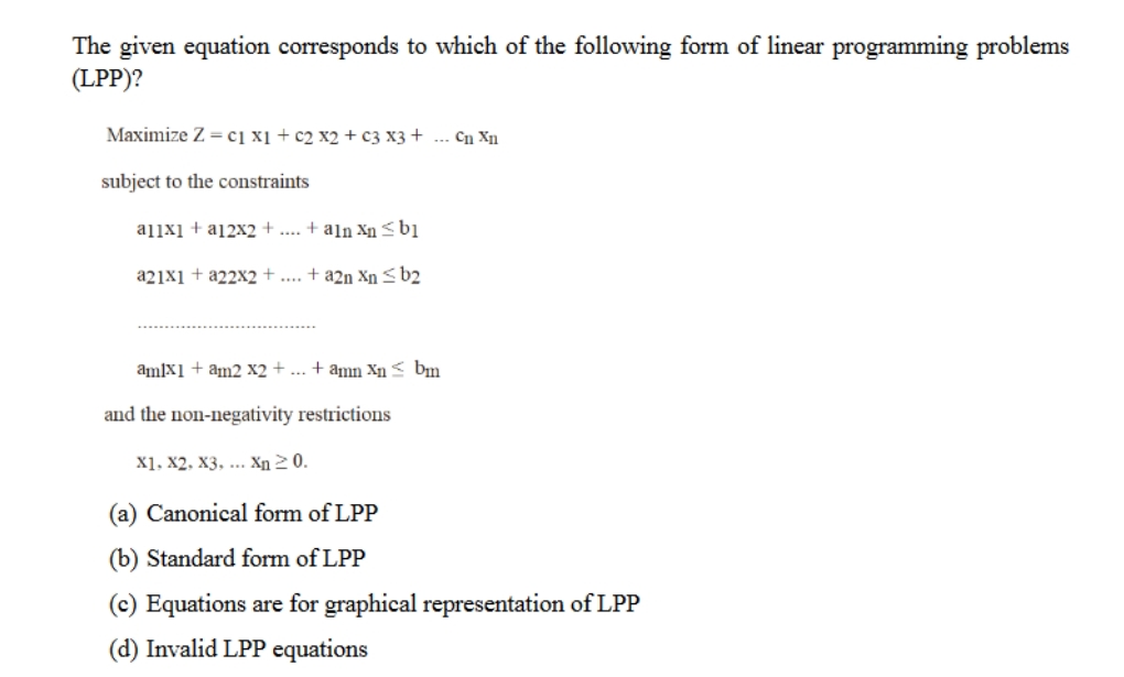 Solved The given equation corresponds to which of the | Chegg.com