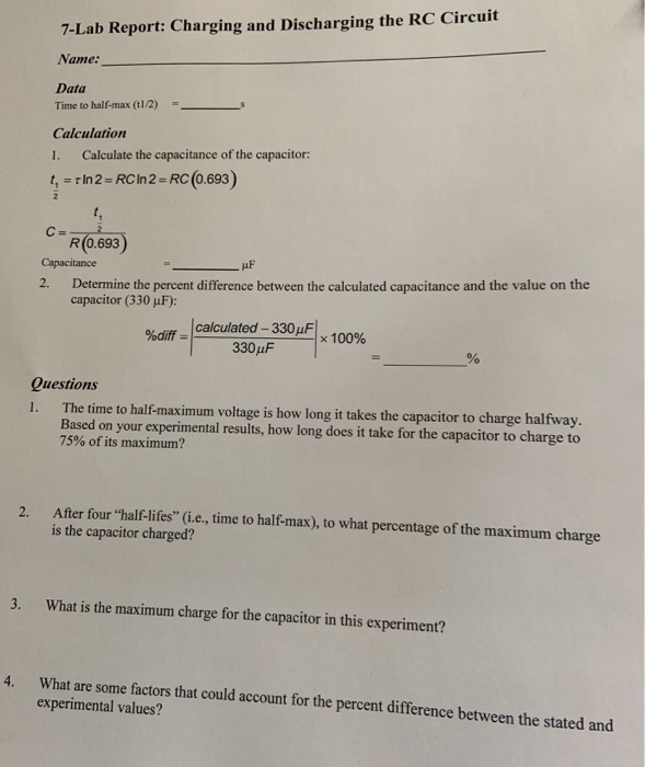 Solved Your Half Max Time Is The Difference Between 2 Chegg Com