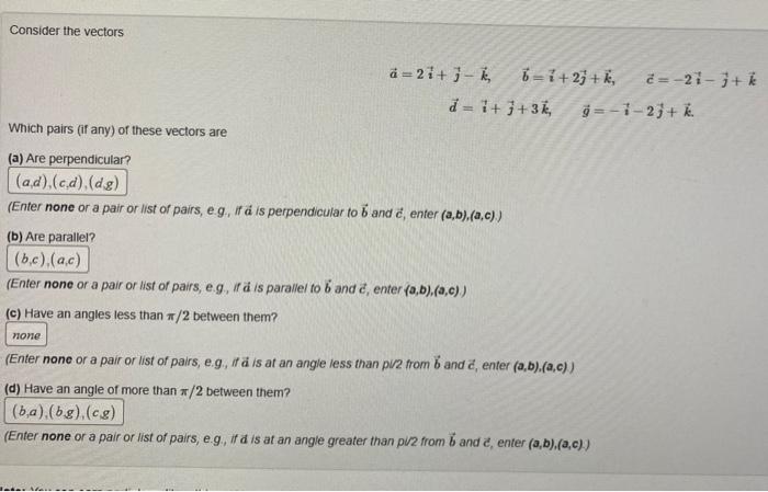 Solved Consider the vectors | Chegg.com