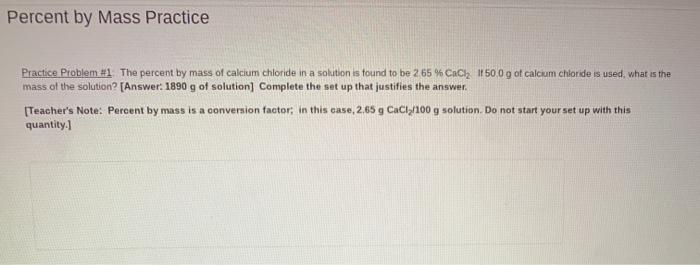 problem solving percent by mass