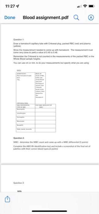 11:274 Done Blood assignment.pdf Q Question: Draw a | Chegg.com