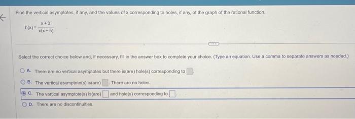 Solved Use the graph of the rational function to complete | Chegg.com