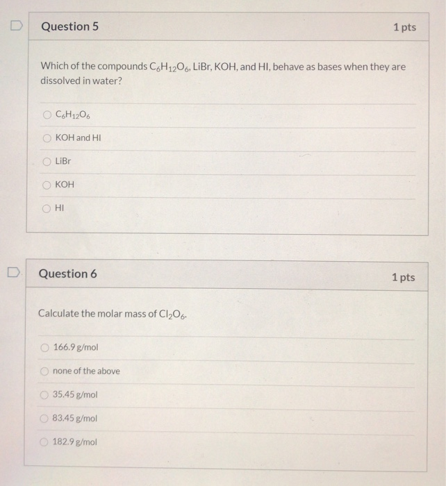 Solved D Question 5 1 pts Which of the compounds CoH1206, | Chegg.com