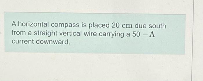 Solved A horizontal compass is placed 20 cm due south from a | Chegg.com