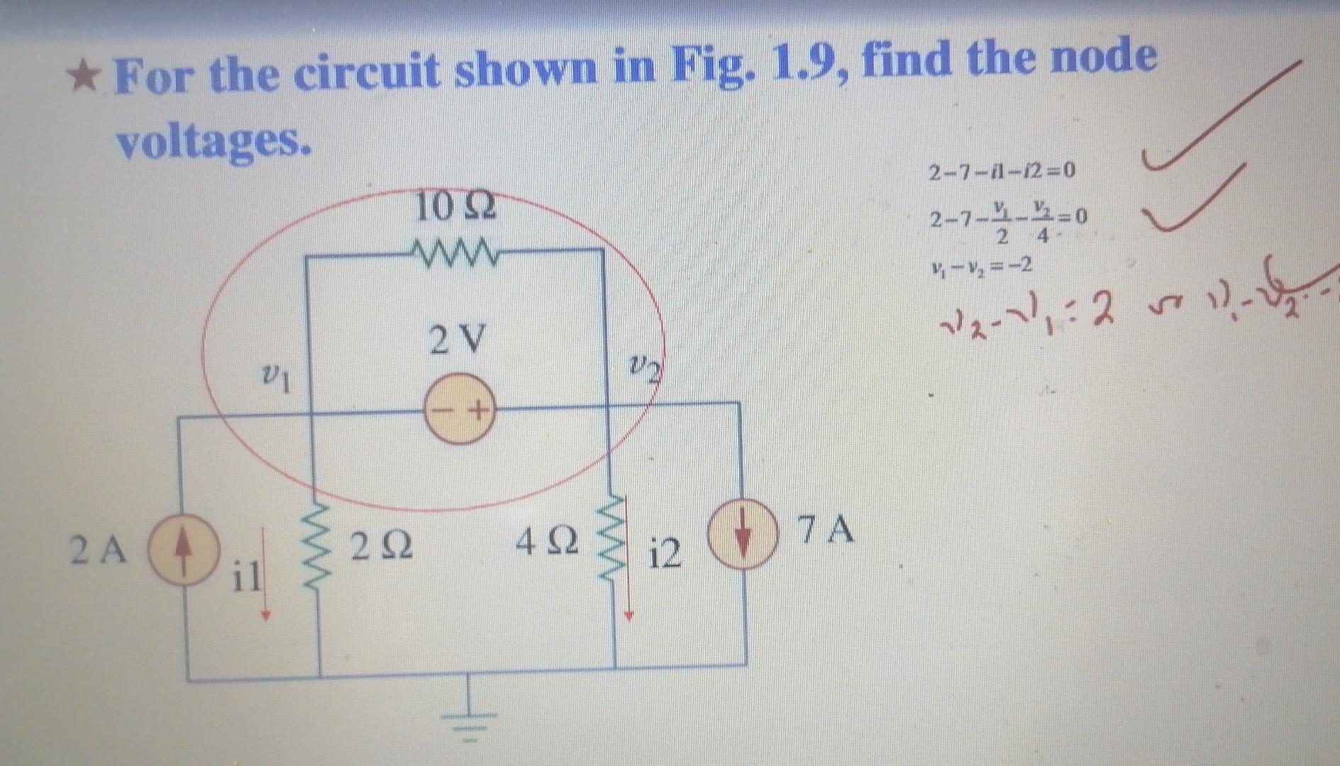 Solved ⋆ For the circuit shown in Fig. 1.9, find the node | Chegg.com