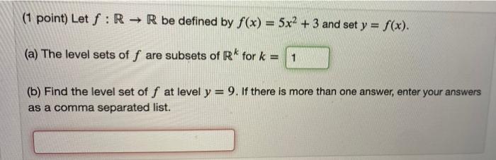 Solved 1 Point Let F R → R Be Defined By F X 5x2 3