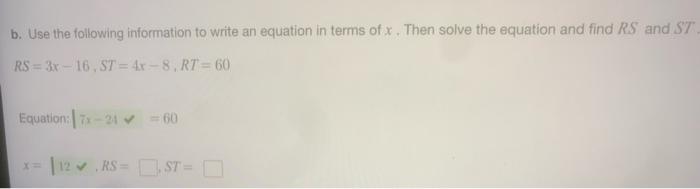 Solved b. Use the following information to write an equation | Chegg.com