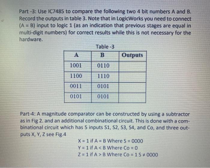Solved LAB WORK: Part-1: Use IC 7483 to add the two 4-bit