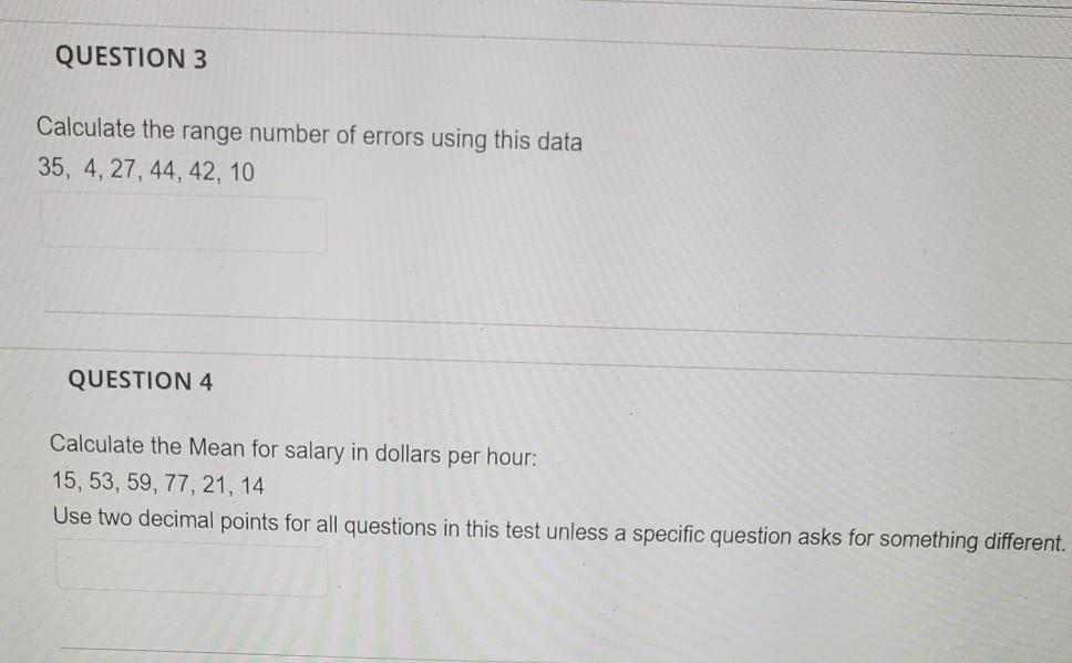 Solved QUESTION 3 Calculate the range number of errors using | Chegg.com