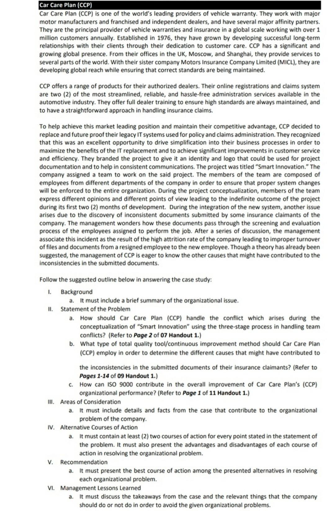 Solved Car Care Plan (CCP) Car Care Plan (CCP) is one of the