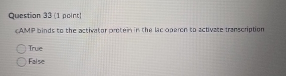 Solved Question 33 (1 ﻿point)cAMP binds to the activator | Chegg.com