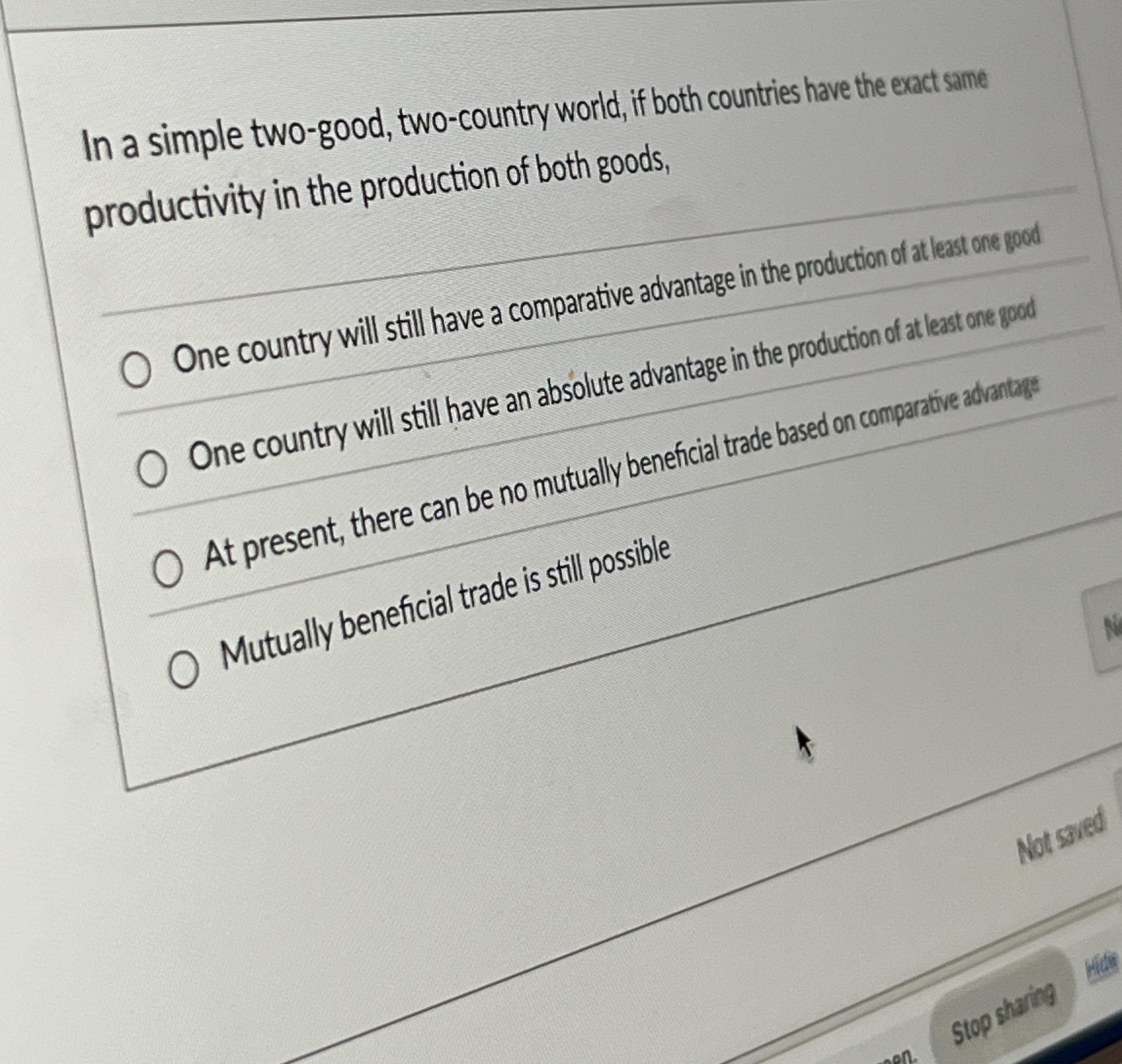Solved In a simple two-good, two-country world, if both | Chegg.com