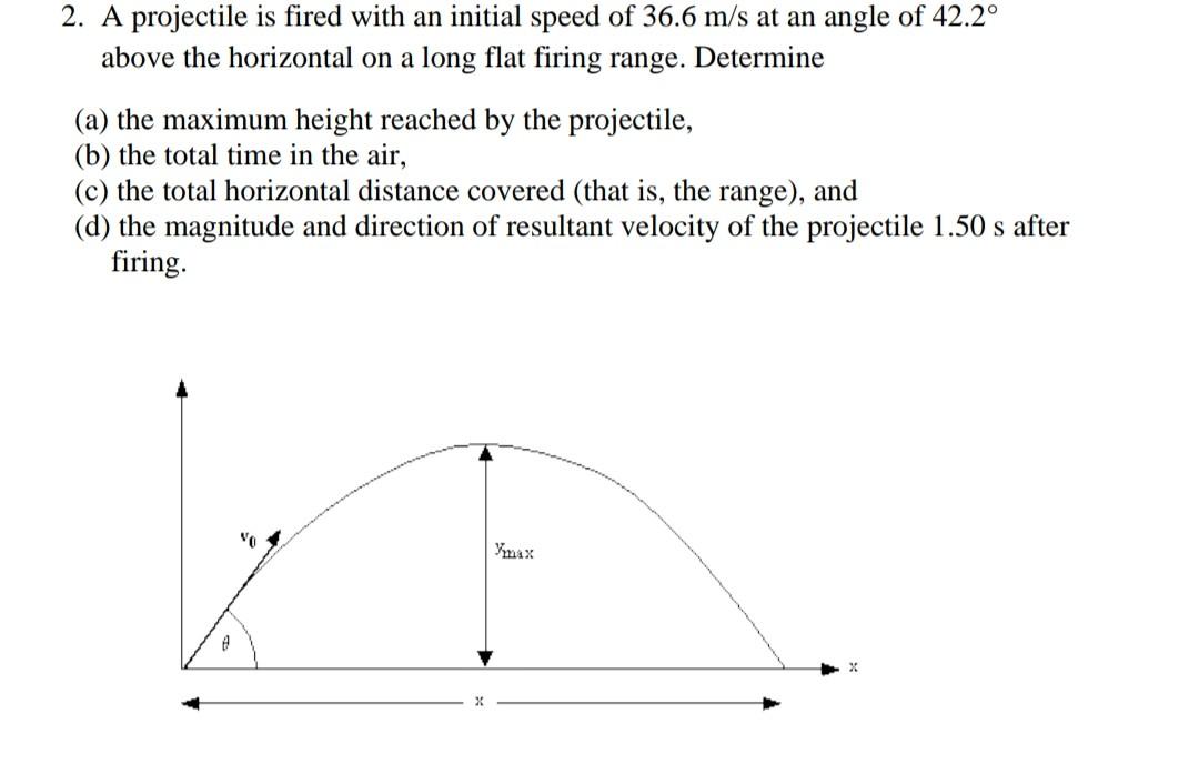 solved-2-a-projectile-is-fired-with-an-initial-speed-of-chegg