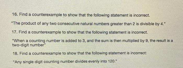 Solved 16. Find a counterexample to show that the following | Chegg.com