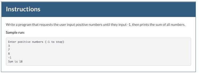 Solved Instructions Write a program that requests the user | Chegg.com