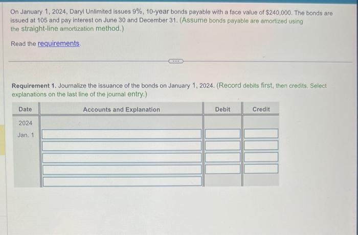 Solved On January 1 2024 Daryl Unlimited Issues 9 10 Year Chegg Com   Image