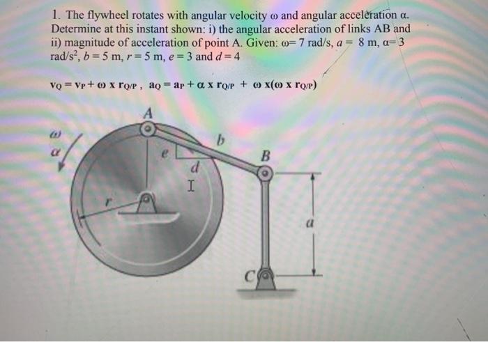 Solved 1. The flywheel rotates with angular velocity o and | Chegg.com