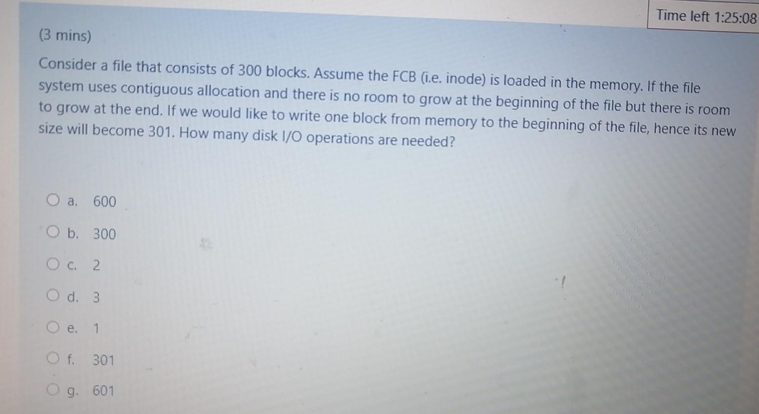 Solved Time left 1:25:08 (3 mins) Consider a file that | Chegg.com