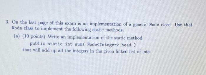Solved class Node { private E data; private Node link; | Chegg.com