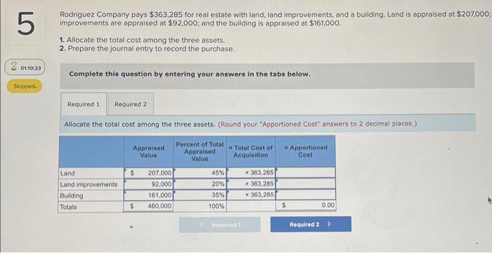 Solved Rodriguez Company pays $363,285 for real estate with | Chegg.com