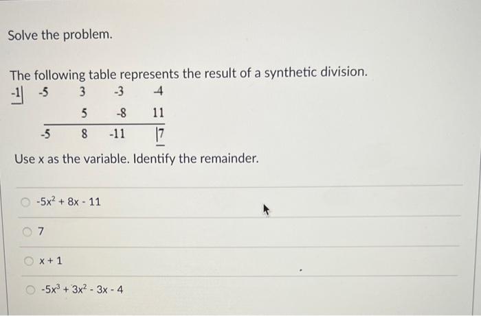 Solved Solve the problem. The following table represents the | Chegg.com