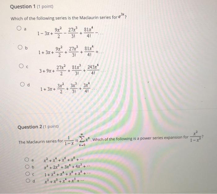 Solved Question 1 (1 point) Which of the following series is | Chegg.com