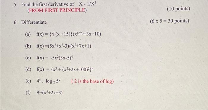 Solved s. Find the first derivative of X - 1/X2 (FROM FIRST