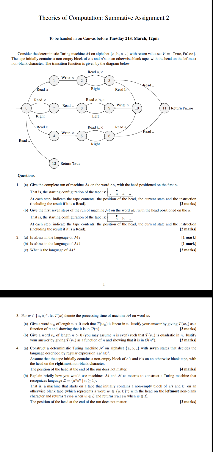 Solved Theories Of Computation: Summative Assignment 2 To Be | Chegg.com