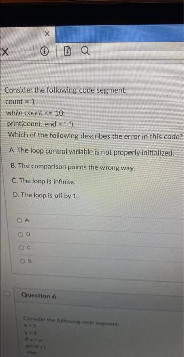 Solved Consider The Following Code Segment Count 1 While