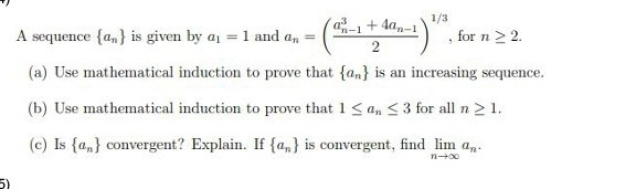 Solved 1/3 + 4an-1 A sequence {an} is given by a 1 and an = | Chegg.com