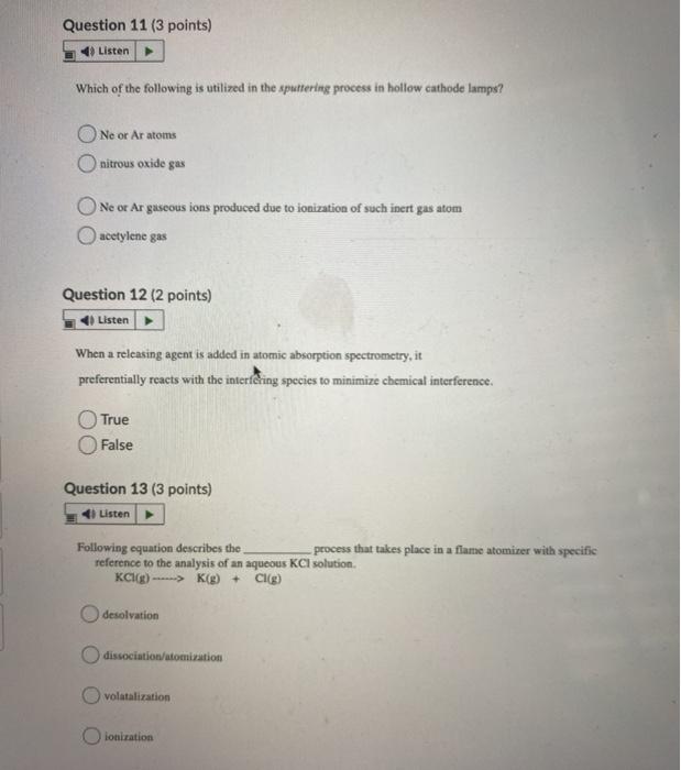 Solved Question 11 (3 points) Listen Which of the following | Chegg.com