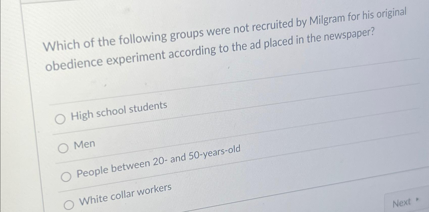Solved Which of the following groups were not recruited by | Chegg.com