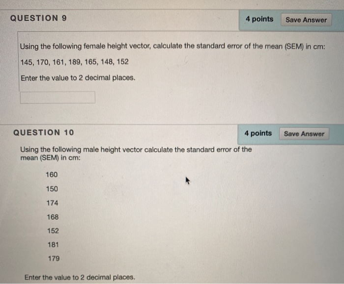 Solved QUESTION 9 4 points Save Answer Using the following | Chegg.com
