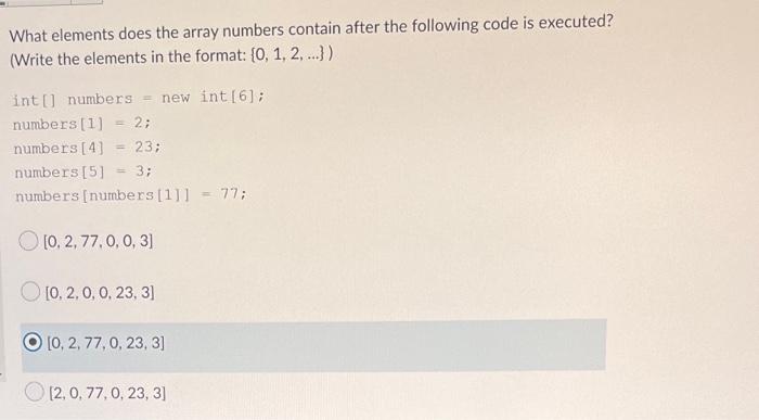 Solved What Elements Does The Array Numbers Contain After | Chegg.com