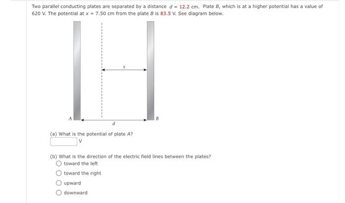 Solved Two parallel conducting plates are separated by a | Chegg.com