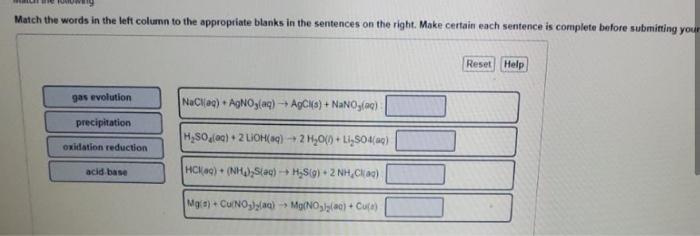 Solved Match the words in the left column to the appropriate | Chegg.com