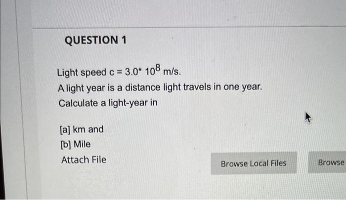Solved Light Speed C 3 0тлж108 M S A Light Year Is A Distance Chegg