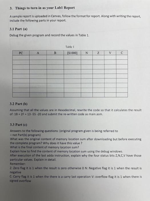3. Things to turn in as your Lab1 Report A sample | Chegg.com
