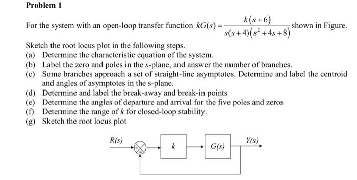 Solved For the system with an open-loop transfer function | Chegg.com