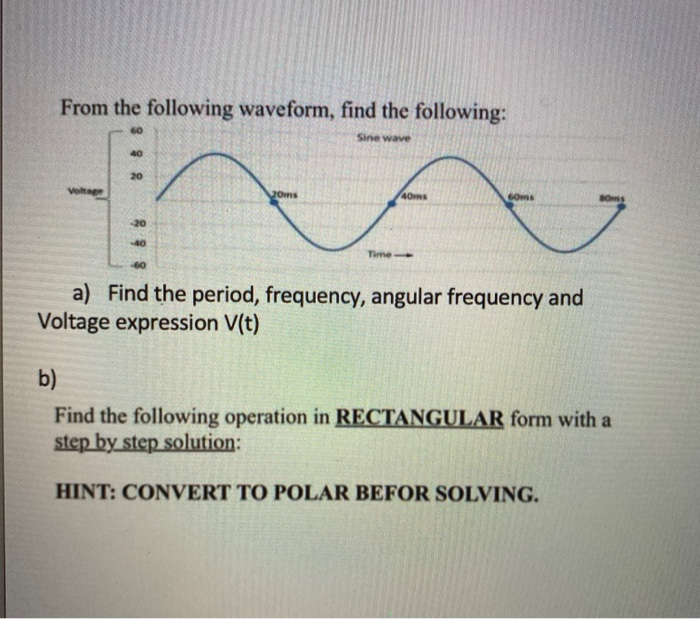 Solved From The Following Waveform, Find The Following: 60 | Chegg.com