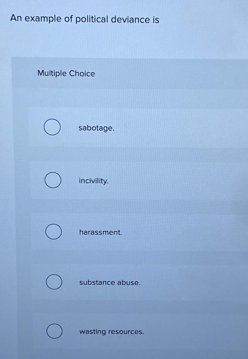 Solved An Example Of Political Deviance IsMultiple | Chegg.com