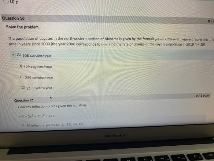 Solved Question 16 073 Solve the problem. The population of | Chegg.com