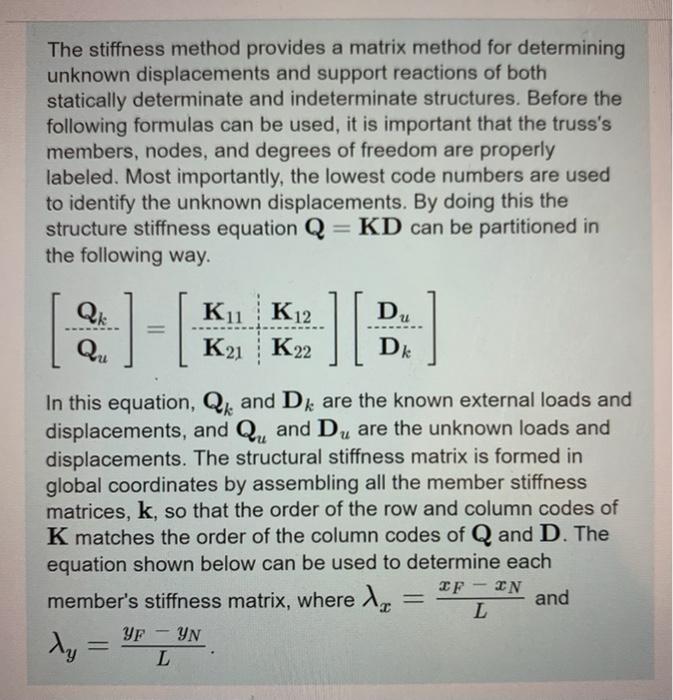 Solved The stiffness method provides a matrix method for | Chegg.com