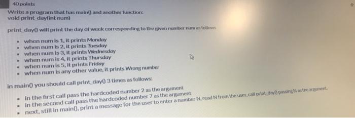 Solved 40 points Write a program that has main and another | Chegg.com