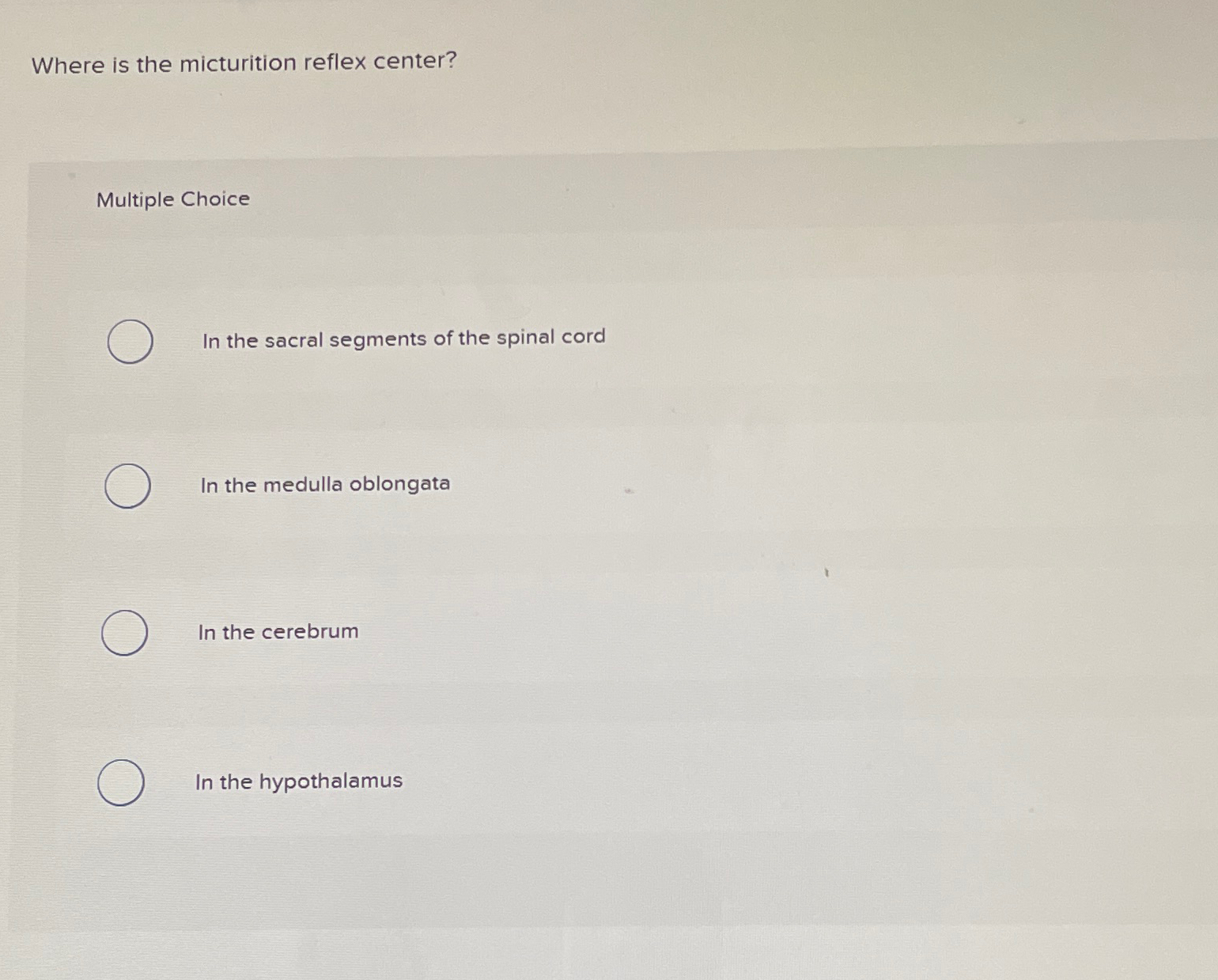 Solved Where is the micturition reflex center?Multiple | Chegg.com