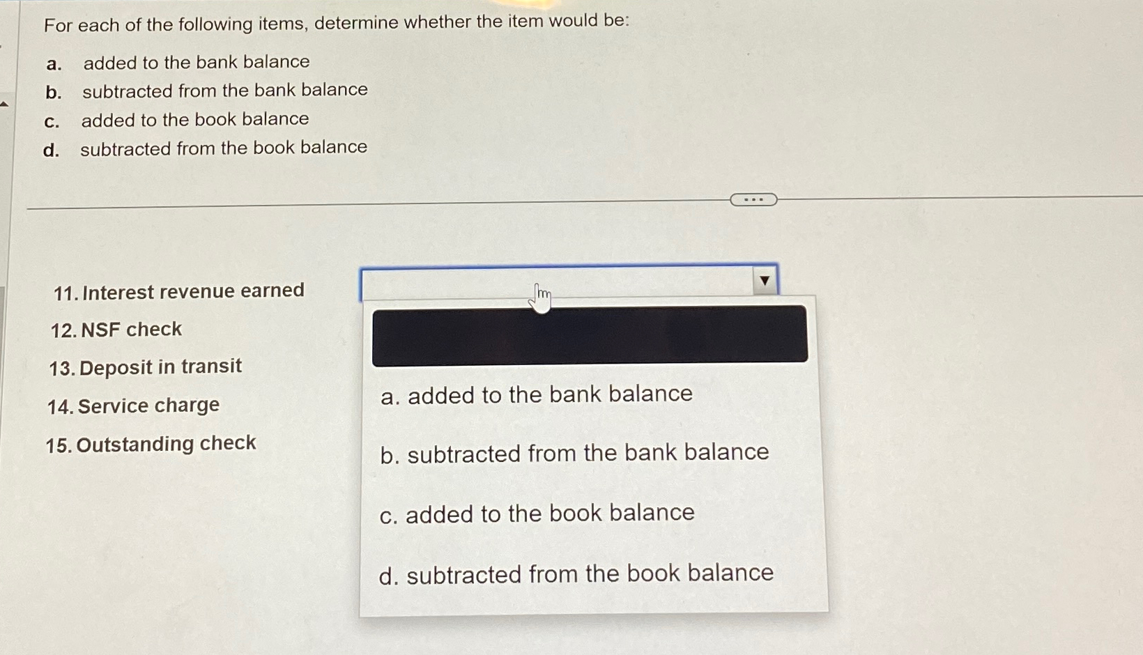 Solved For each of the following items, determine whether | Chegg.com