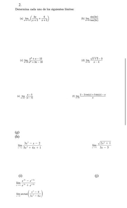 (a) \( \lim _{x \rightarrow-2}\left(\frac{3 x}{x+2}+\frac{6}{x+2}\right) \) (b) \( \lim _{x \rightarrow 0} \frac{\sin (3 x)}{