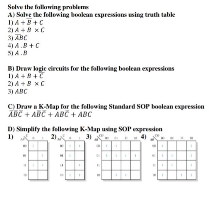 Solved Solve the following problems A) Solve the following | Chegg.com