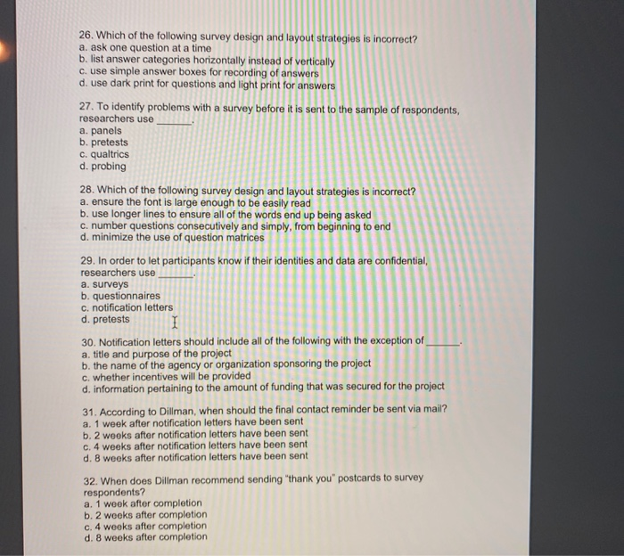 Solved 26 Which Of The Following Survey Design And Layout Chegg Com Solved 26 Which Of The Following Survey Design And Layout Chegg Com